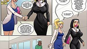 Tegneserie viser en moden sort mands sidste seksuelle møde med en ung blondine