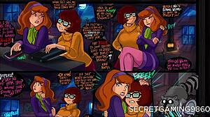 Daphnes lambe apaixonadamente o buraco apertado do cu de Velmas em um encontro lésbico com tema de Halloween