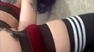 Teen Latina submissive takes doggystyle from her dominant partner and receives internal ejaculation