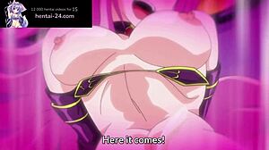 A pretty girl faces two enormous penises in an uncensored hentai video with English subtitles