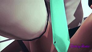 体验Hatsune Mikus激烈的3D色情场景,内射
