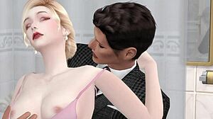 Scène de sexe romantique en 3D avec mon patron et ma femme dans Sims 4